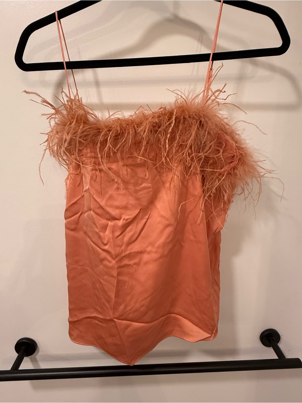 NWT J Crew Collection Limited Edition  feather trim silk blend tank, size M
